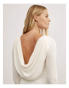 Draped Back Long Sleeve Top in Vanilla