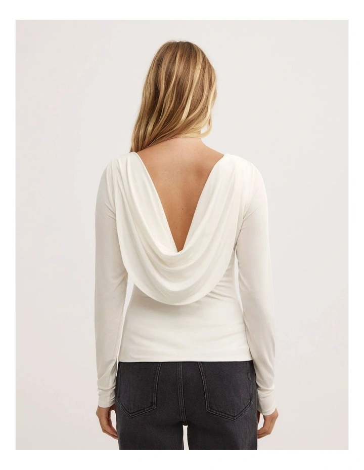 Draped Back Long Sleeve Top in Vanilla image 4