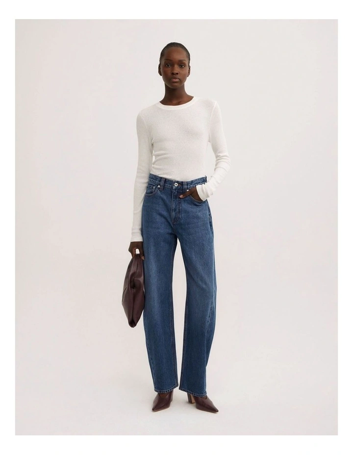 Fine Jersey Long Sleeve Top in Fresh White image 2