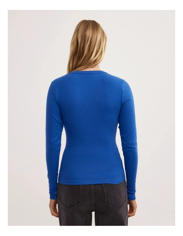 V Neck Long Sleeve Top in Cobalt image 5