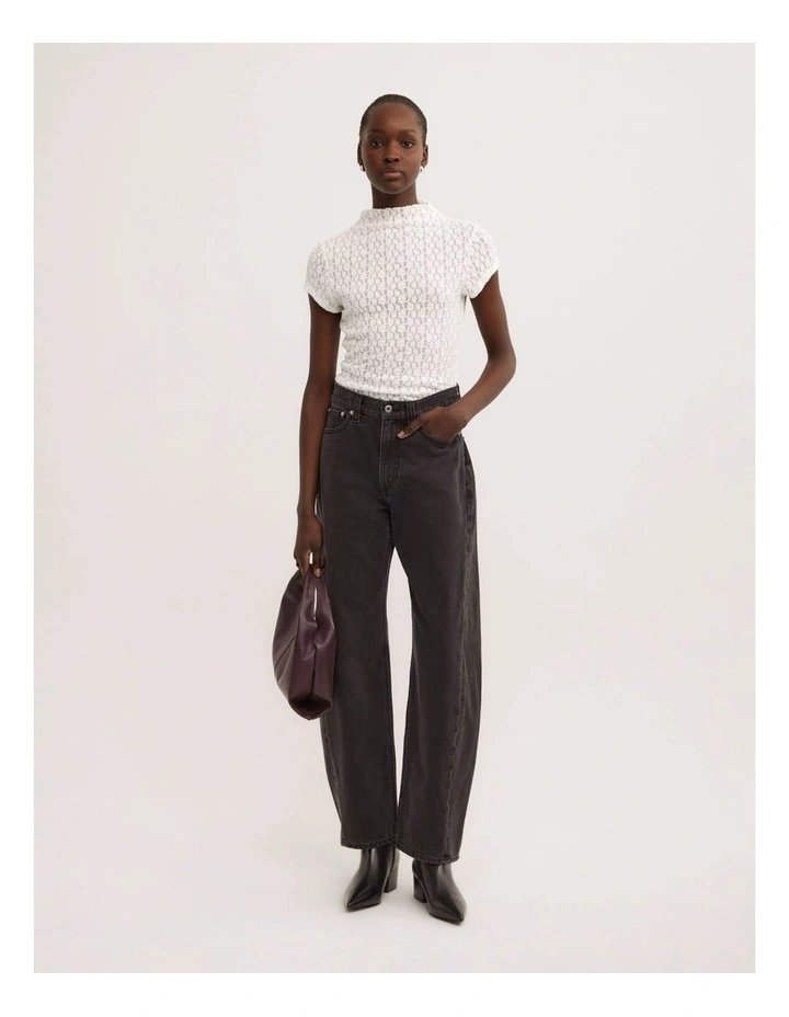 Textured Short Sleeve Top in Fresh White image 2