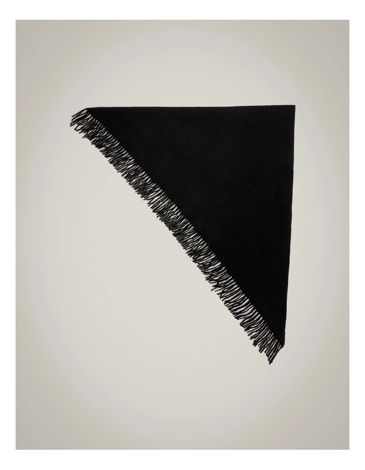 Fringe Triangle Scarf in Black image 3