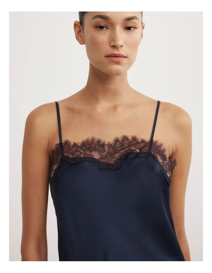 Lace Border Camisole in Navy image 3