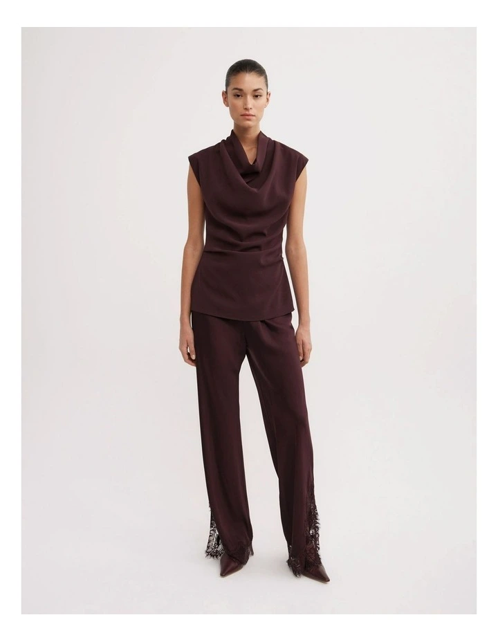 Crepe Cowl Tank Top in Aubergine image 2