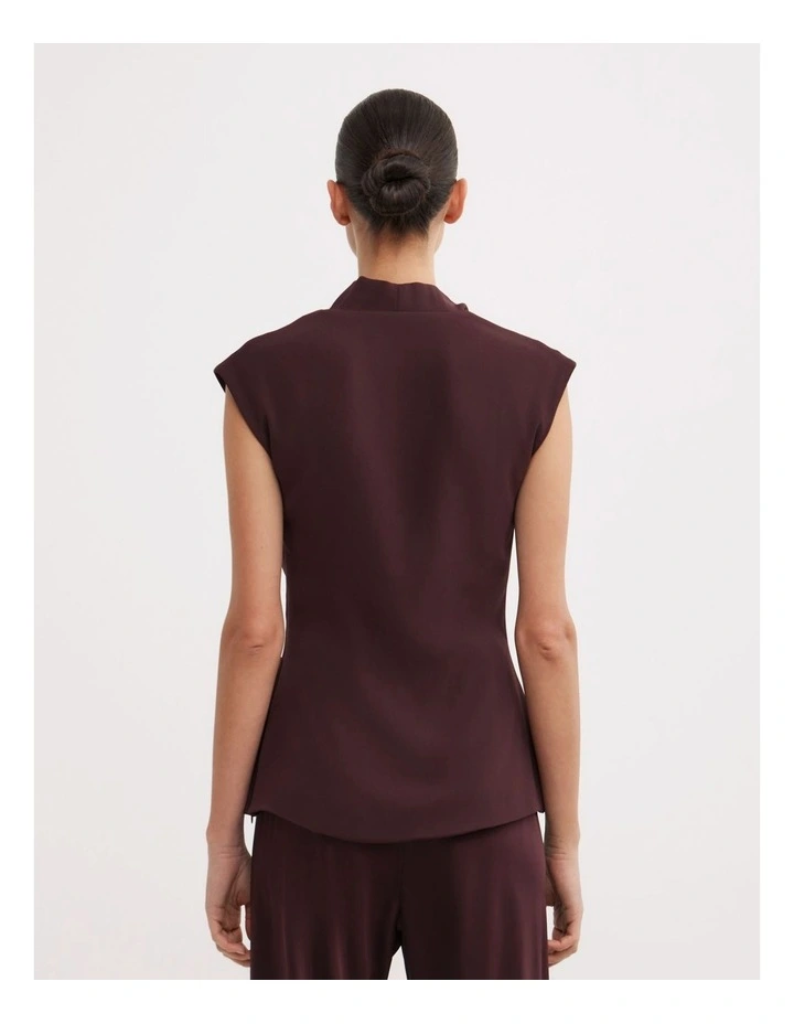 Crepe Cowl Tank Top in Aubergine image 5