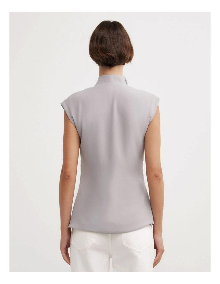 Crepe Cowl Tank Top in Silver image 4