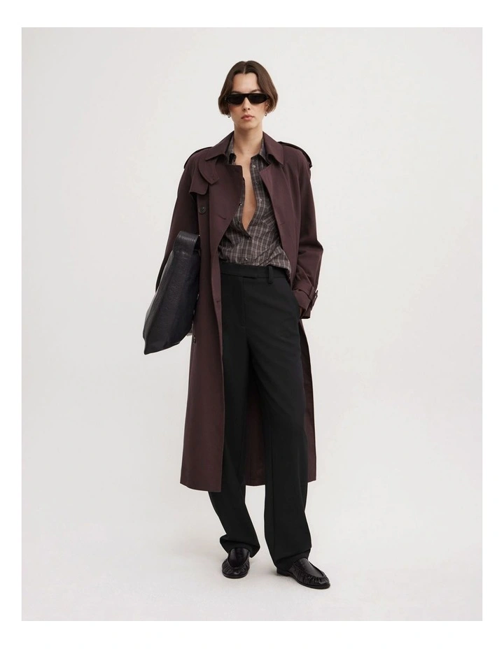 Shoulder Pad Shirt in Brown Check image 4