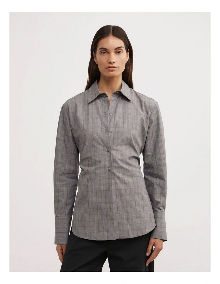 Check Tie Shirt in Grey Check image 1