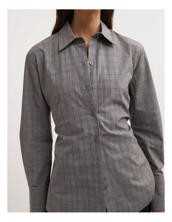 Check Tie Shirt in Grey Check image 3