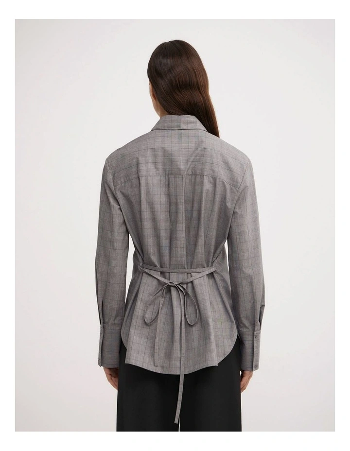 Check Tie Shirt in Grey Check image 5