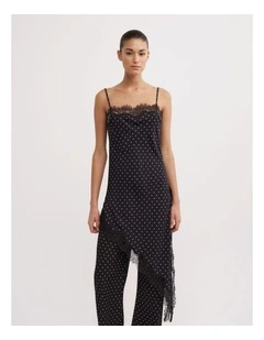 Asymmetric Tunic Top in Black Polka Dot