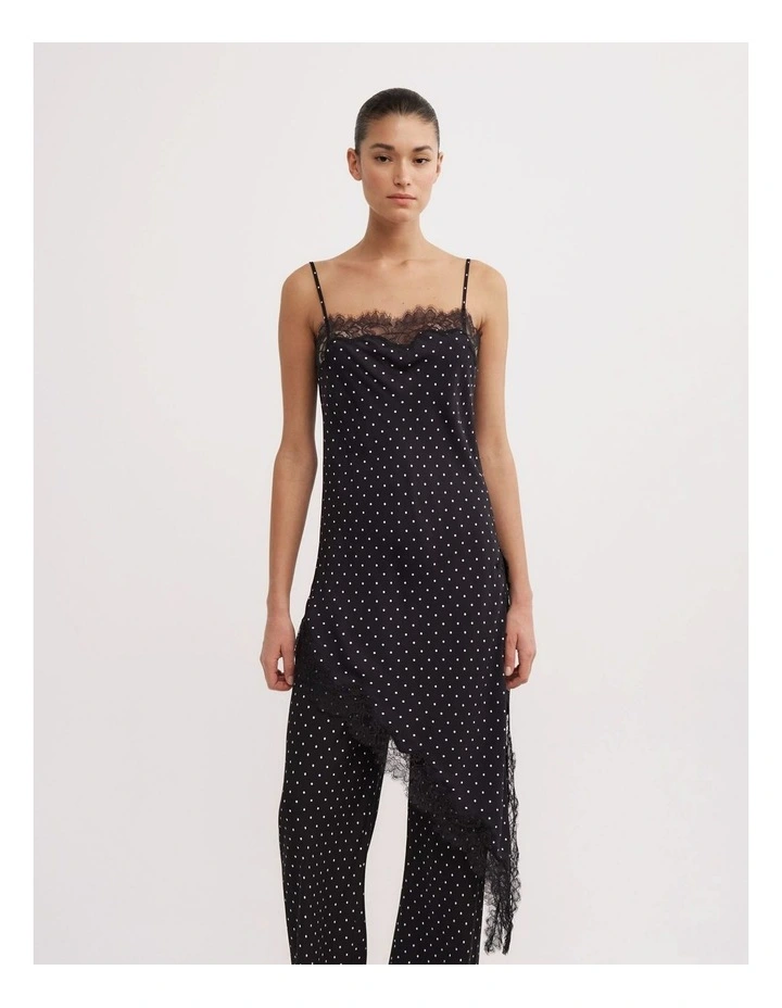 Asymmetric Tunic Top in Black Polka Dot image 1