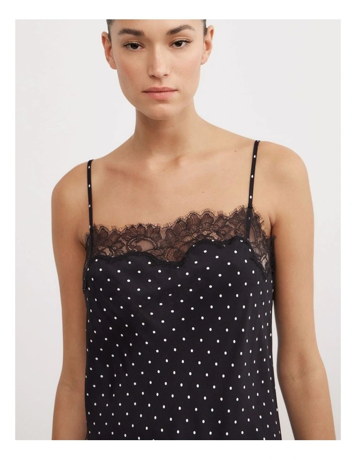 Asymmetric Tunic Top in Black Polka Dot image 3