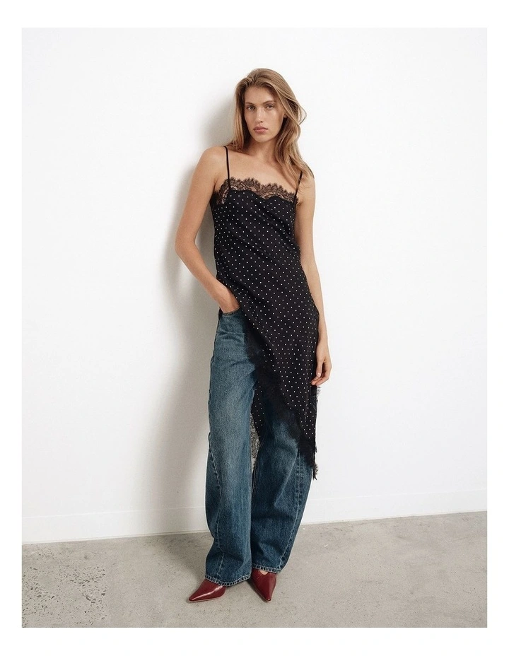 Asymmetric Tunic Top in Black Polka Dot image 6