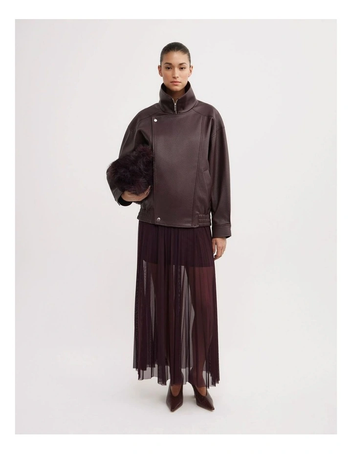 Pleated Mesh Skirt in Aubergine image 1