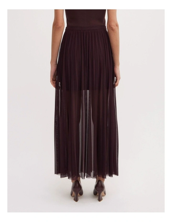 Pleated Mesh Skirt in Aubergine image 5