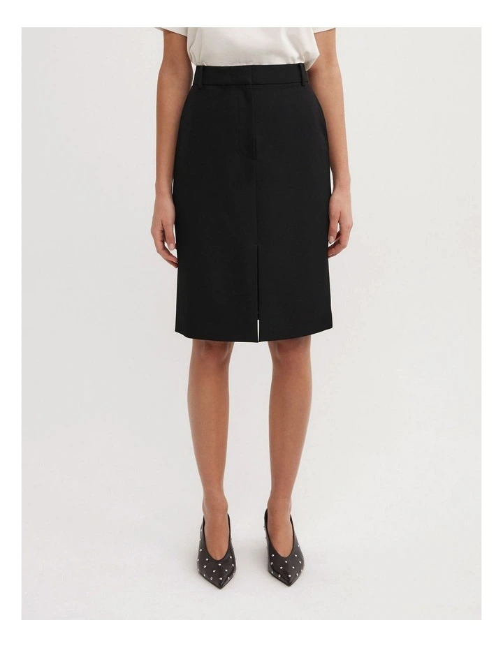 Structured Midi Skirt in Black image 2