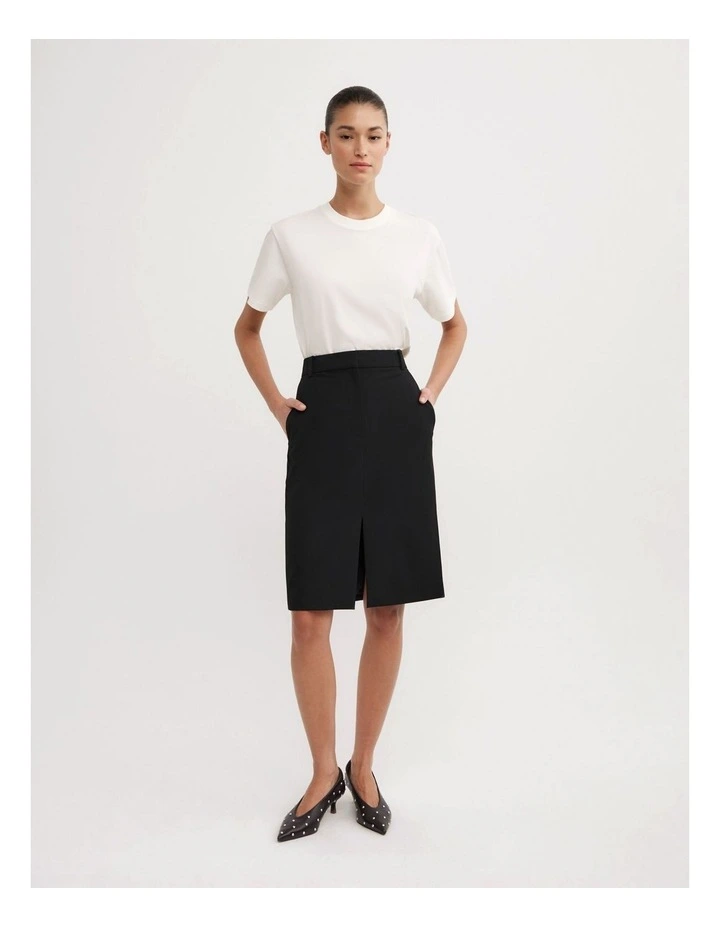 Structured Midi Skirt in Black image 3