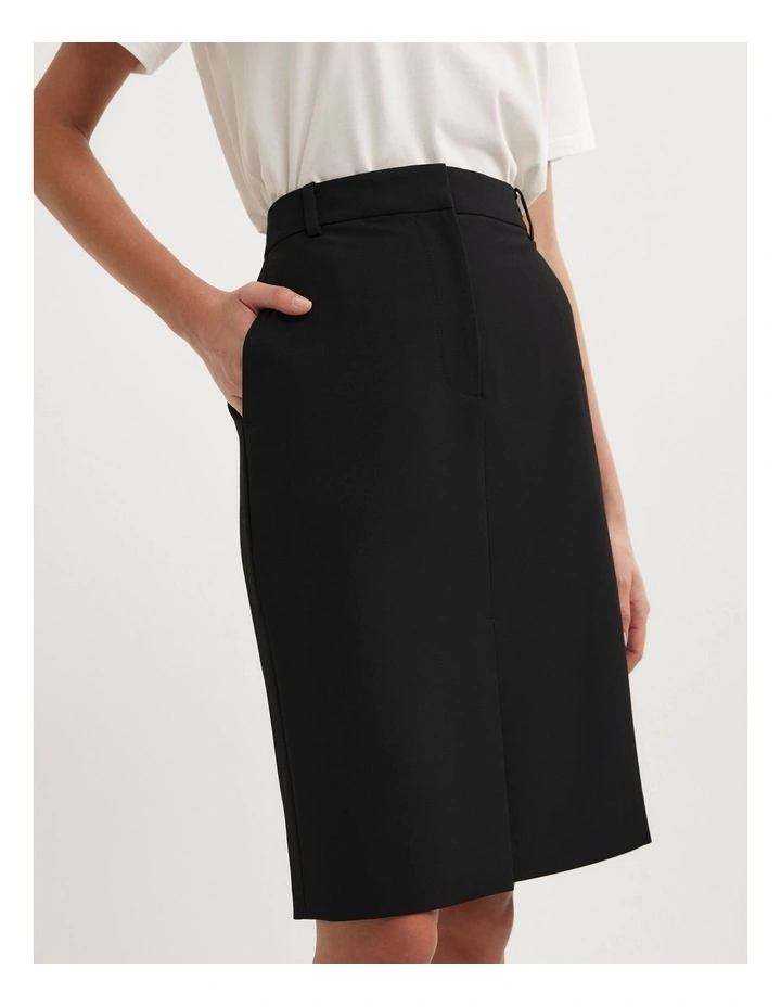 Structured Midi Skirt in Black image 4