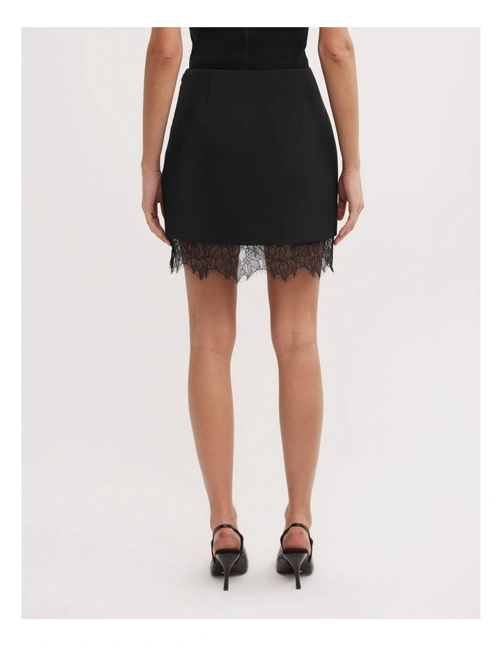 Lace Hem Mini Skirt in Black image 5