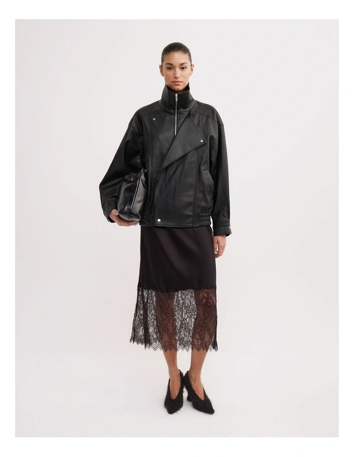 Lace Trim Skirt in Black image 1