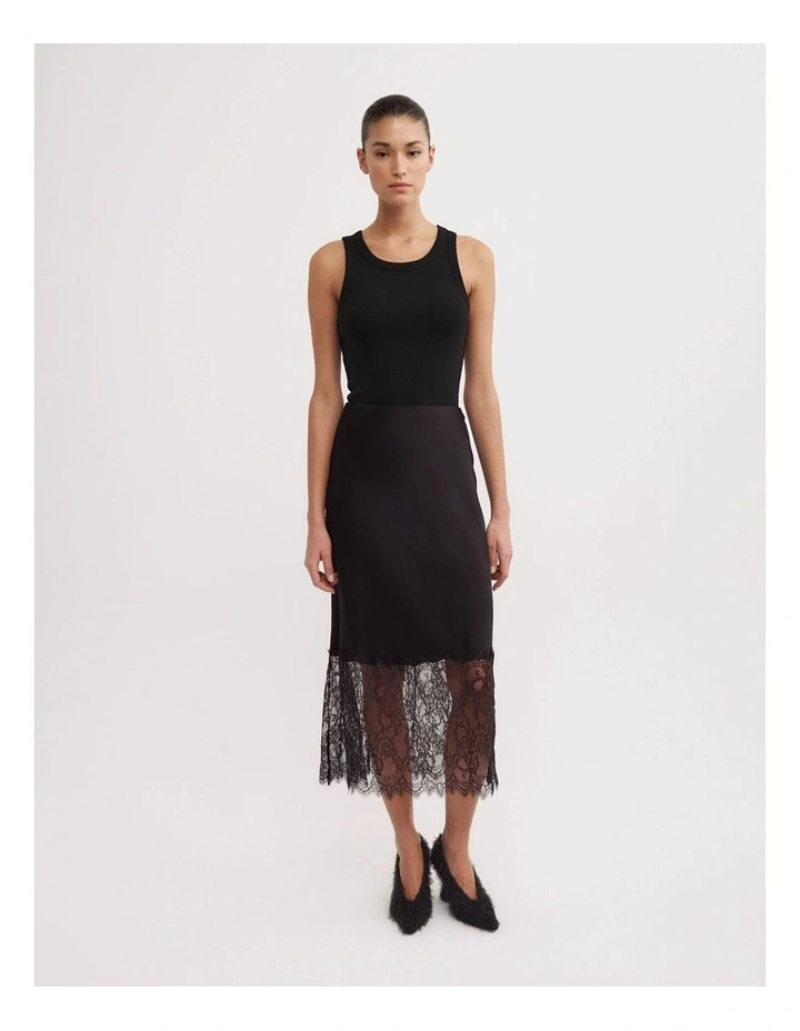 Lace Trim Skirt in Black image 3