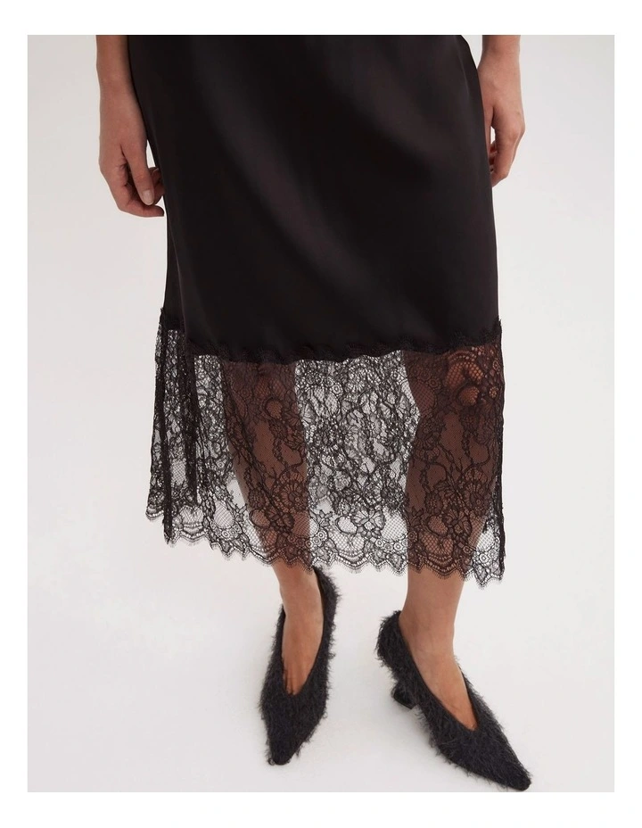 Lace Trim Skirt in Black image 4