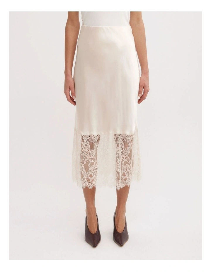 Lace Trim Skirt in Vanilla image 2