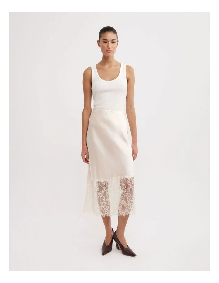 Lace Trim Skirt in Vanilla image 3