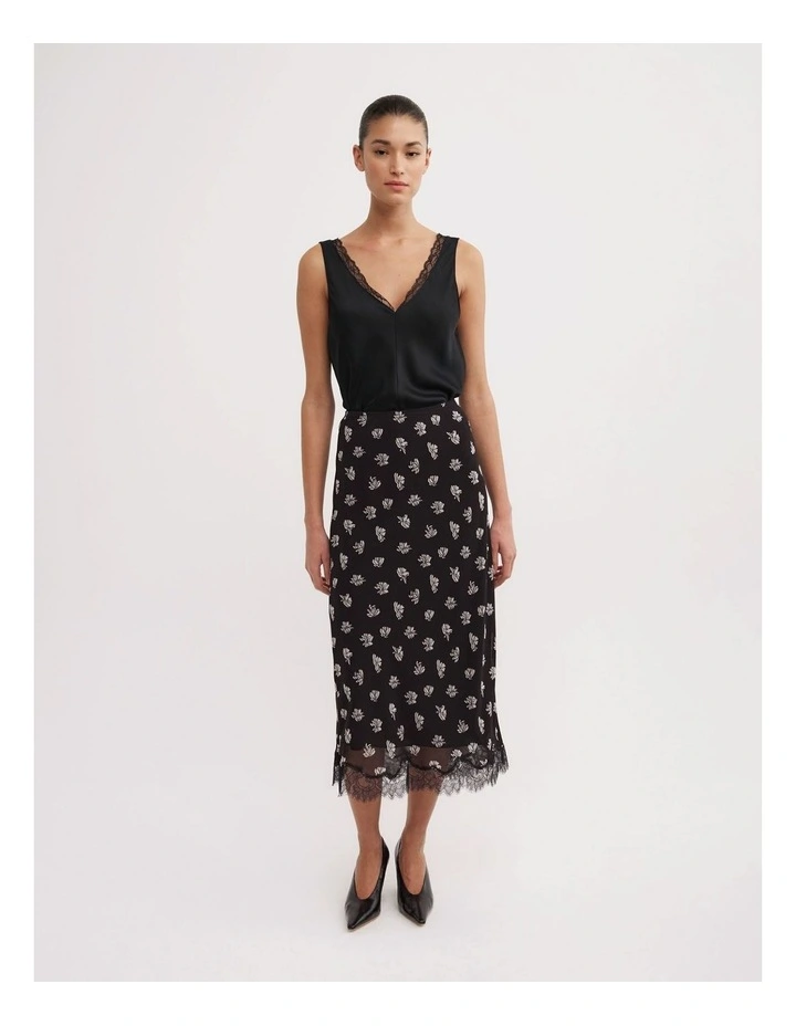 Floral Midi Skirt in Two Tone Floral image 1
