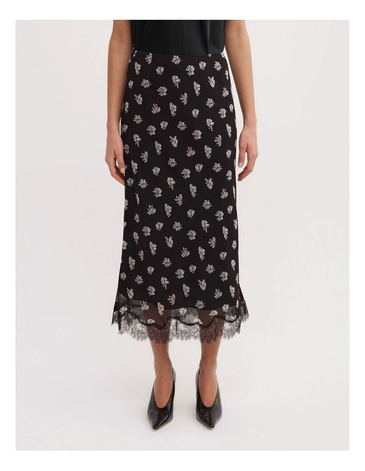 Floral Midi Skirt in Two Tone Floral image 2