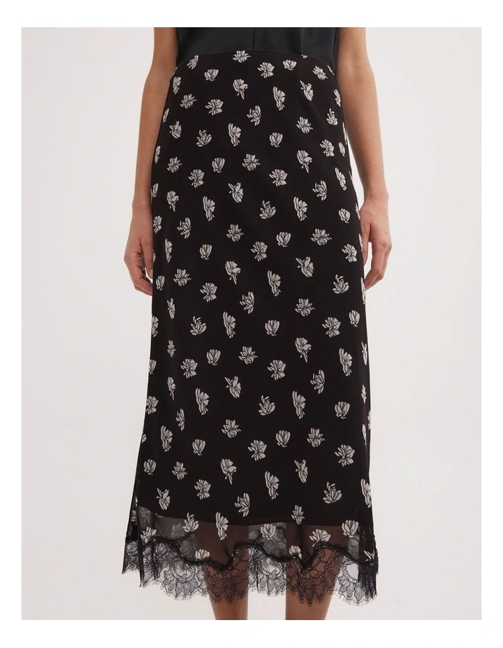 Floral Midi Skirt in Two Tone Floral image 3