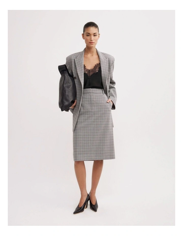 Midi Skirt in Grey Check image 1