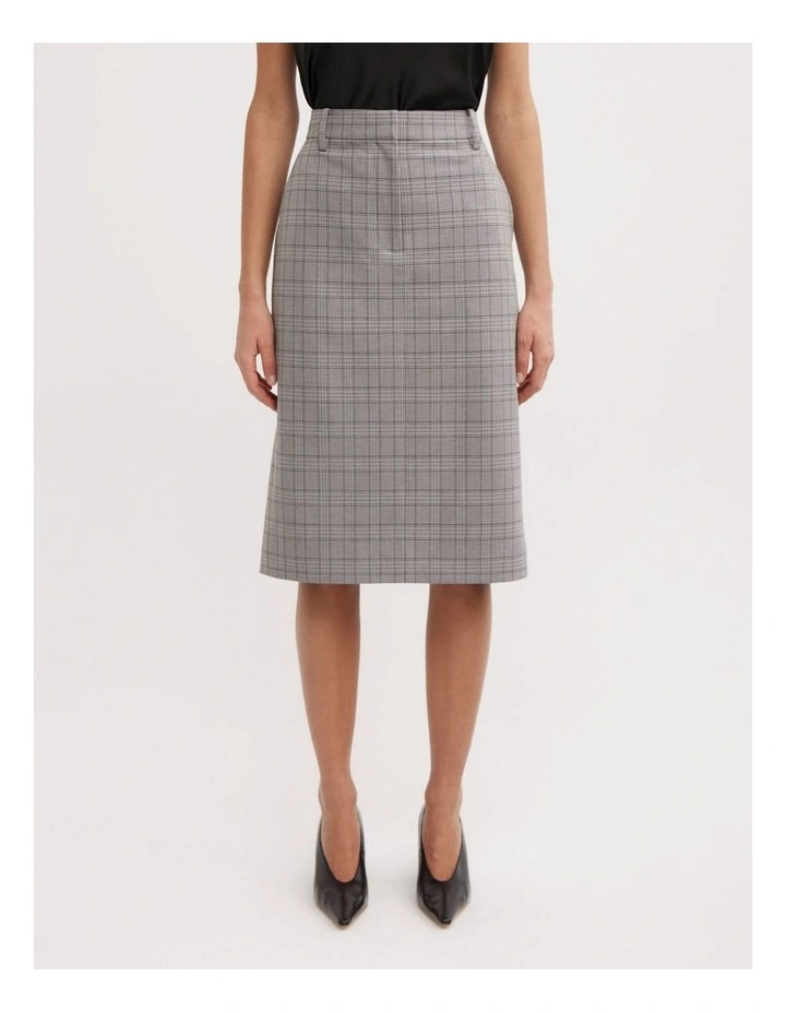 Midi Skirt in Grey Check image 2