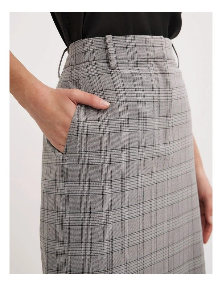 Midi Skirt in Grey Check image 4