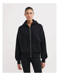 Zip Through Hoodie in Black
