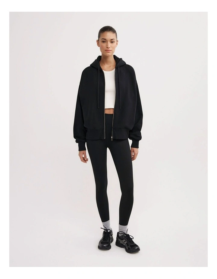 Zip Through Hoodie in Black image 2