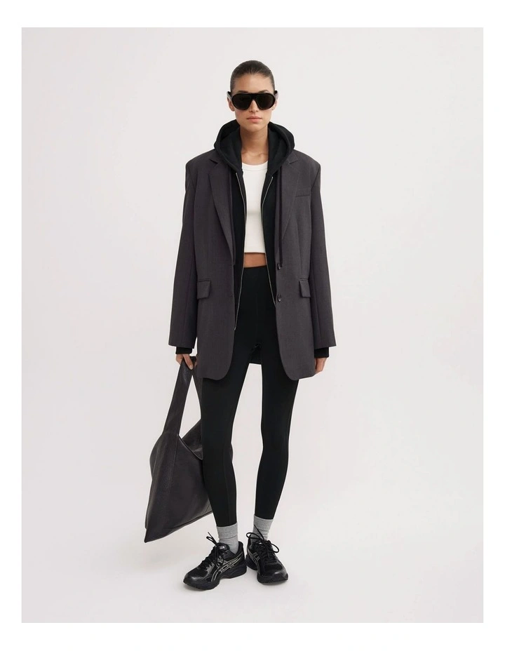 Zip Through Hoodie in Black image 4