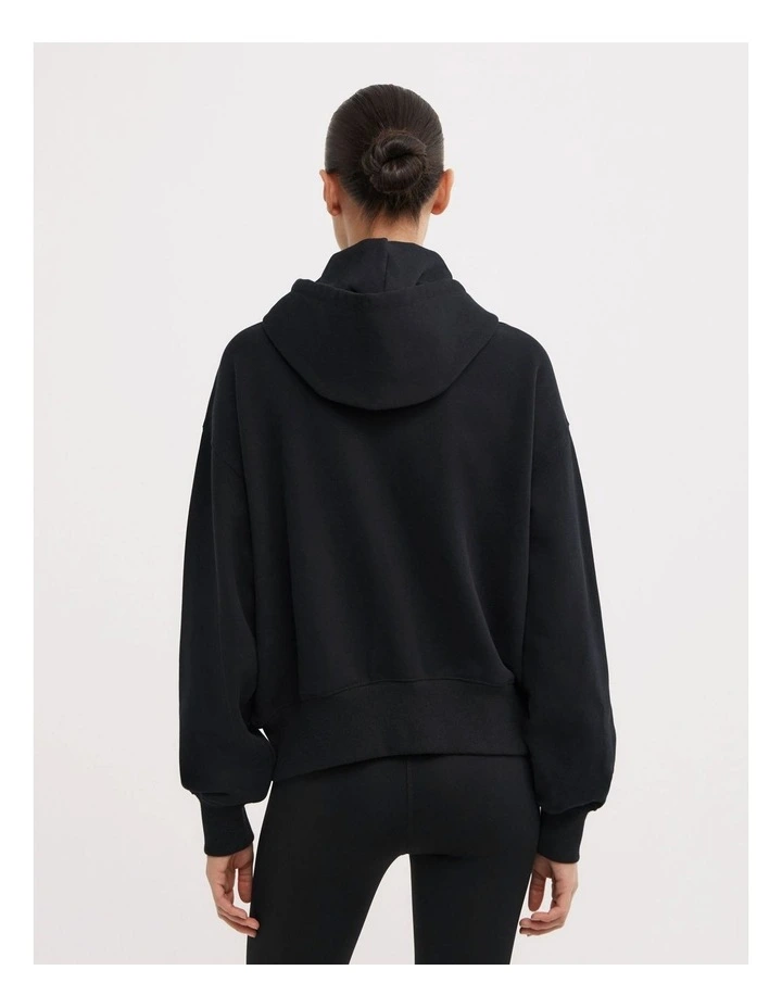 Zip Through Hoodie in Black image 5