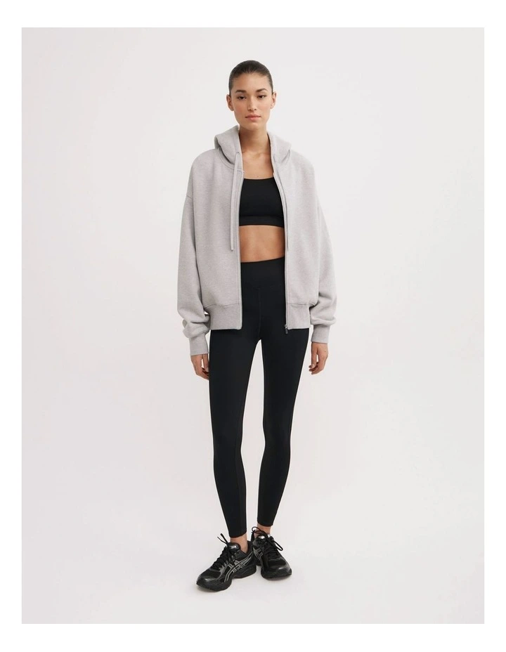 Zip Through Hoodie in Light Grey Marle image 2