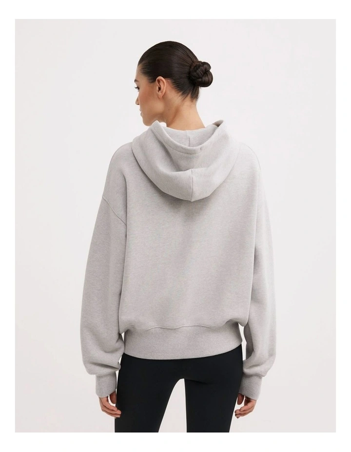 Zip Through Hoodie in Light Grey Marle image 6