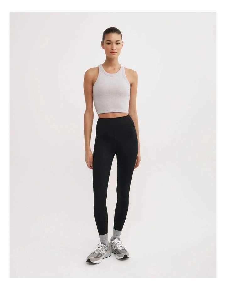Rib Crop Tank Top in Light Grey Marle image 2