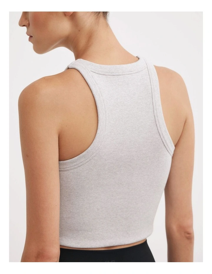 Rib Crop Tank Top in Light Grey Marle image 4