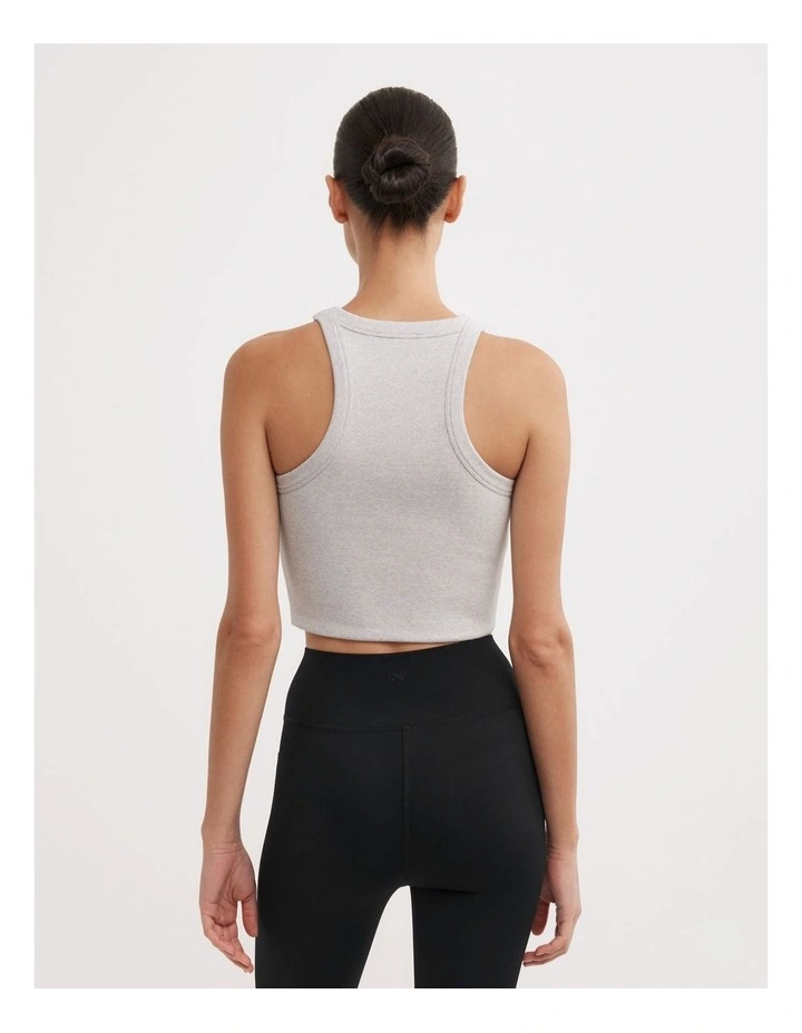 Rib Crop Tank Top in Light Grey Marle image 5