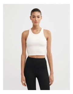 Rib Crop Tank Top in Fresh White
