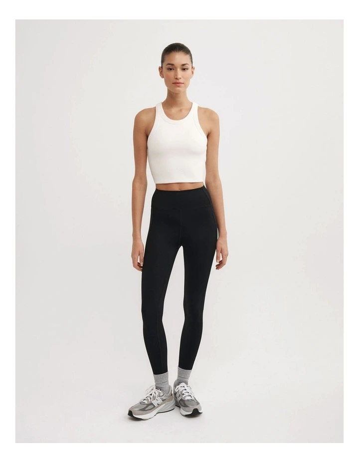 Rib Crop Tank Top in Fresh White image 2