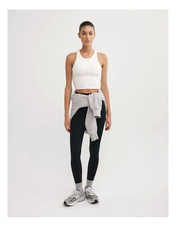 Rib Crop Tank Top in Fresh White image 4