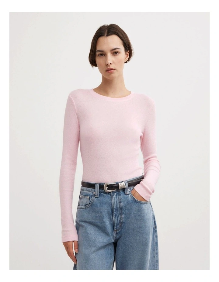 Fine Jersey Long Sleeve Top in Primrose image 1