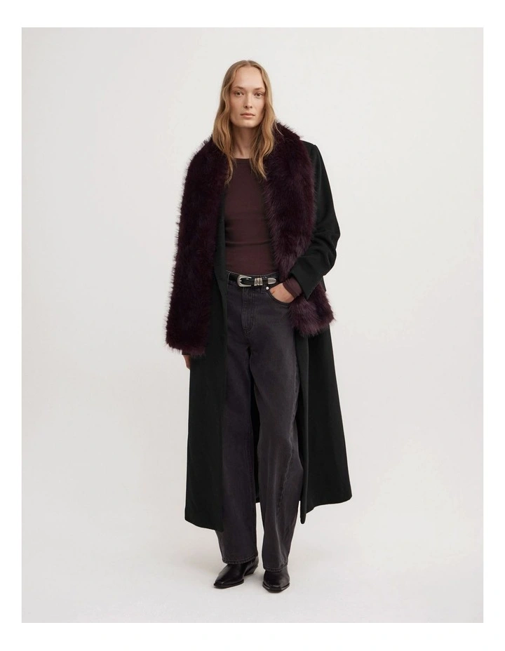 Crew Neck Rib Long Sleeve Top in Aubergine image 4