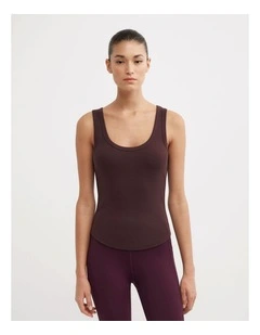 Scoop Neck Racer Tank Top in Aubergine